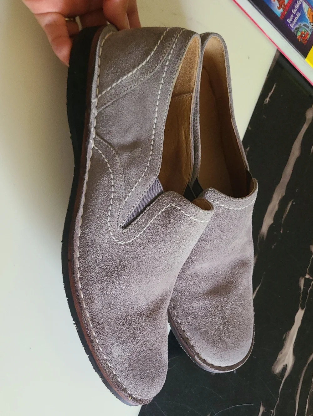 Men's Suede Slip-On Loafers in Taupe